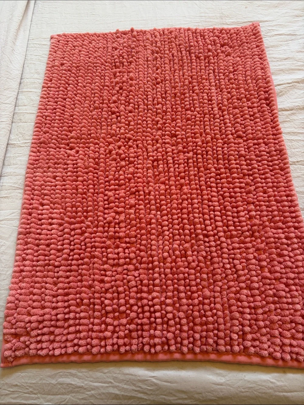 Martha Stewart Coral Chenille Bath Mat - Warm Coral Tone